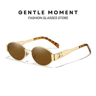 Kính râm gọng oval kim loại GENTLE MOMENT kính mát chống tia UV thời trang nam nữ phong cách ngầu đi học đi chơi GMT936