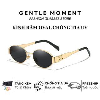 Kính râm gọng oval kim loại GENTLE MOMENT kính mát chống tia UV thời trang nam nữ phong cách ngầu đi học đi chơi GMT936