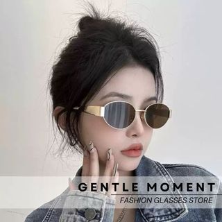 Kính râm gọng oval kim loại GENTLE MOMENT kính mát chống tia UV thời trang nam nữ phong cách ngầu đi học đi chơi GMT936