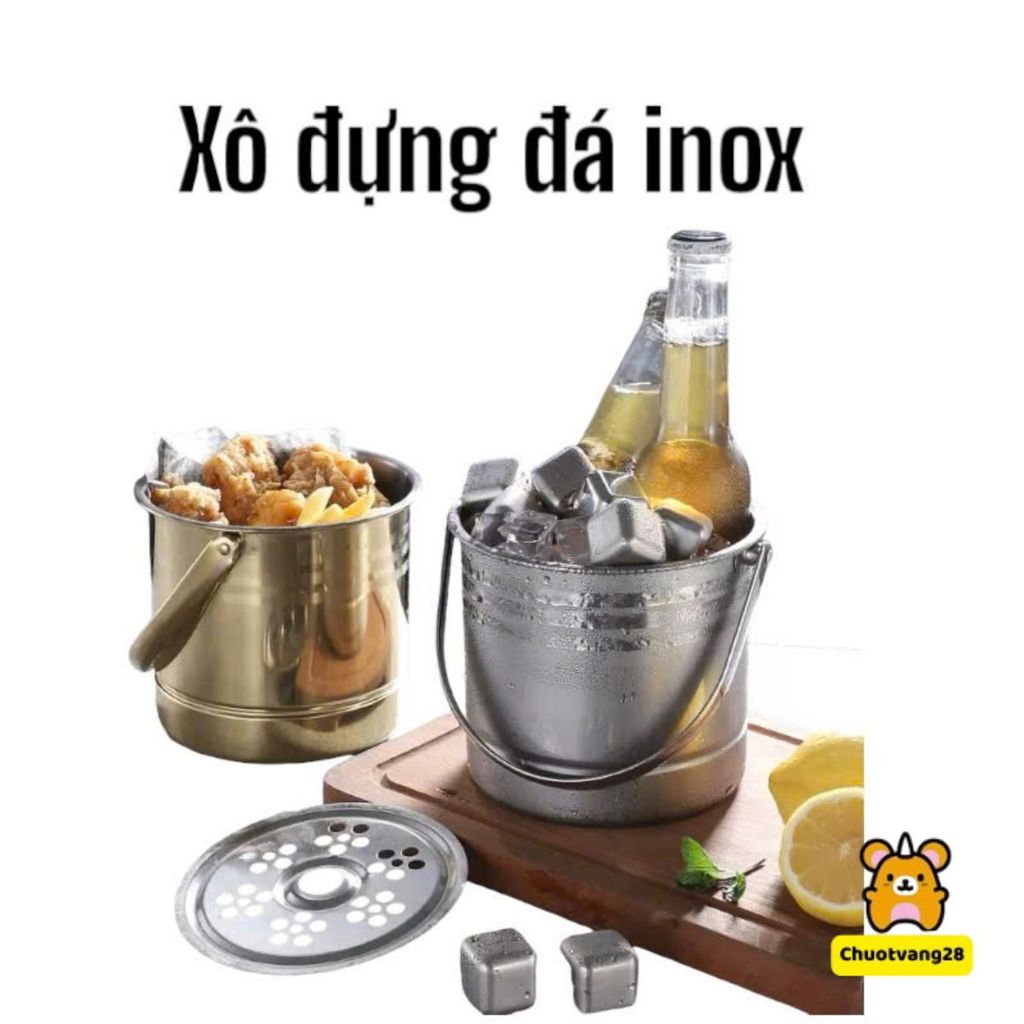 Xô đựng đá 1 lít inox hàng dày dặn ( không bao gồm kẹp gắp)