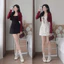 Set đầm nữ dáng ngắn xòe có mút ngực 2 lớp mango đính nơ dây mocking sau kèm khoác tay dài tăm tiu đáng yêu