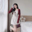 Set đầm nữ dáng ngắn xòe có mút ngực 2 lớp mango đính nơ dây mocking sau kèm khoác tay dài tăm tiu đáng yêu