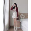 Set đầm nữ dáng ngắn xòe có mút ngực 2 lớp mango đính nơ dây mocking sau kèm khoác tay dài tăm tiu đáng yêu