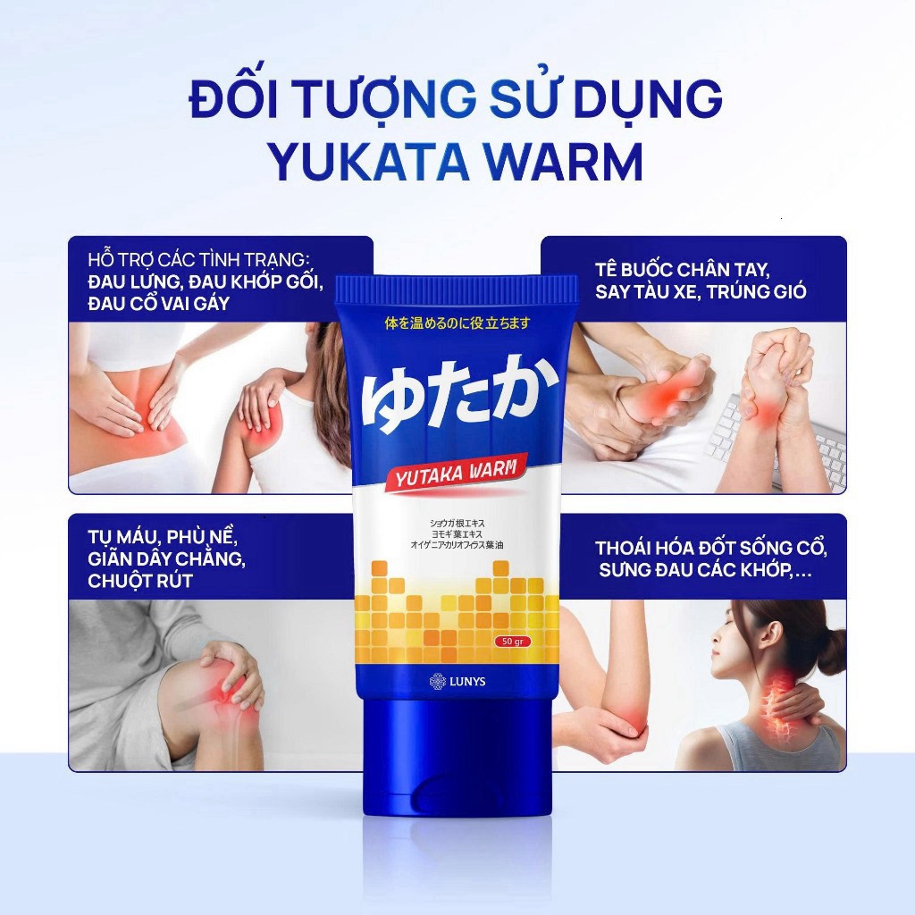[HÀNG CÓ TEM] Kem Xoa Bóp Xương Khớp Yutaka Warm Hỗ Trợ Thư Giãn Cơ Thể, Làm Ấm Và Dễ Chịu, Gừng Ngải Cứu Đinh Hương 50g