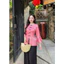 Set bộ bà ba mặc lễ tết, đi chùa áo chất gấm hoa cổ tròn tay loe kèm quần tuyết nhung ống rộng dài maxi siêu xinh