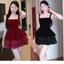 Đầm thời trang nữ chuẩn gu nàng chất vải nhung phối lưới cứng thiết kế 2 dây mảnh vuông nhấn eo nhẹ váy dáng ngắn xòe