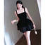 Đầm thời trang nữ chuẩn gu nàng chất vải nhung phối lưới cứng thiết kế 2 dây mảnh vuông nhấn eo nhẹ váy dáng ngắn xòe