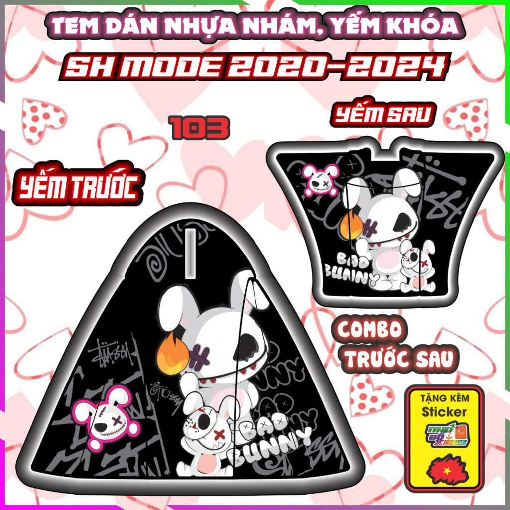 Combo Tem Yếm Nhựa Nhám SH MODE 2020-2025 Dán Trang Trí Chống Trầy Nhãn Dán Sticker