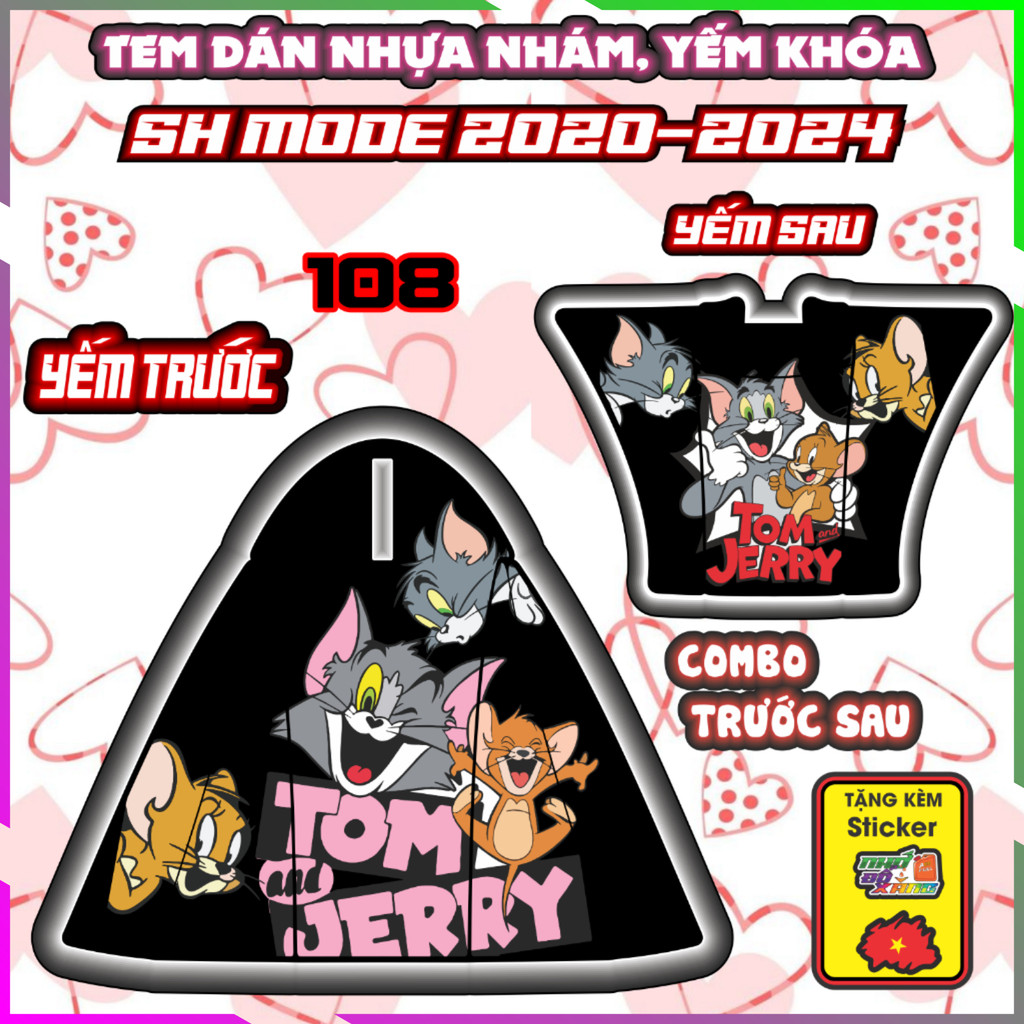 Combo Tem Dán Yếm Khóa SH MODE 2020-2025 Dán Trang Trí Chống Trầy Samurai Tom And Jerry Nhãn Dán