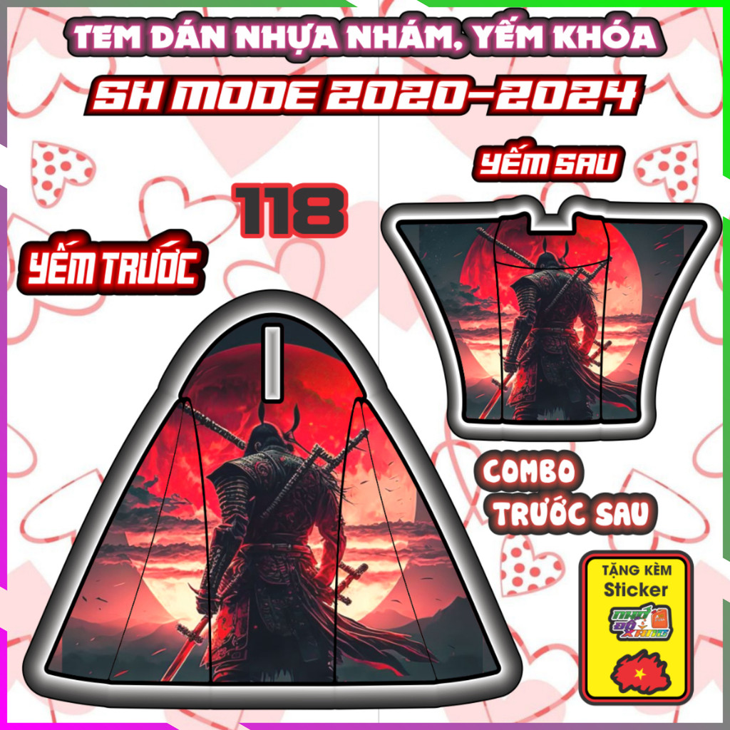 Combo Tem Dán Yếm Khóa SH MODE 2020-2025 Dán Trang Trí Chống Trầy Samurai Tom And Jerry Nhãn Dán