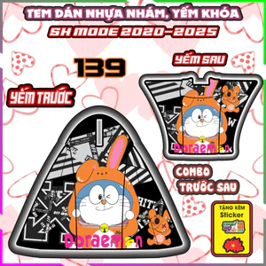 Combo Tem Dán Yếm Nhựa Nhám Sh Mode 2020-2025 Dán Trang Trí Chống Trầy mẫu Doremon Decal Nhãn Dán