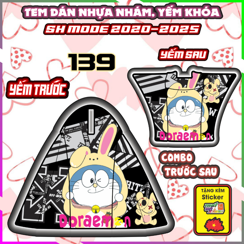 Combo Tem Dán Yếm Nhựa Nhám Sh Mode 2020-2025 Dán Trang Trí Chống Trầy mẫu Doremon Decal Nhãn Dán