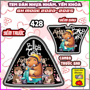 Tem Dán Yếm Khóa Nhựa Nhám SH MODE 2020-2025 Dán Trang Trí Capybara Decal Nhãn Dán