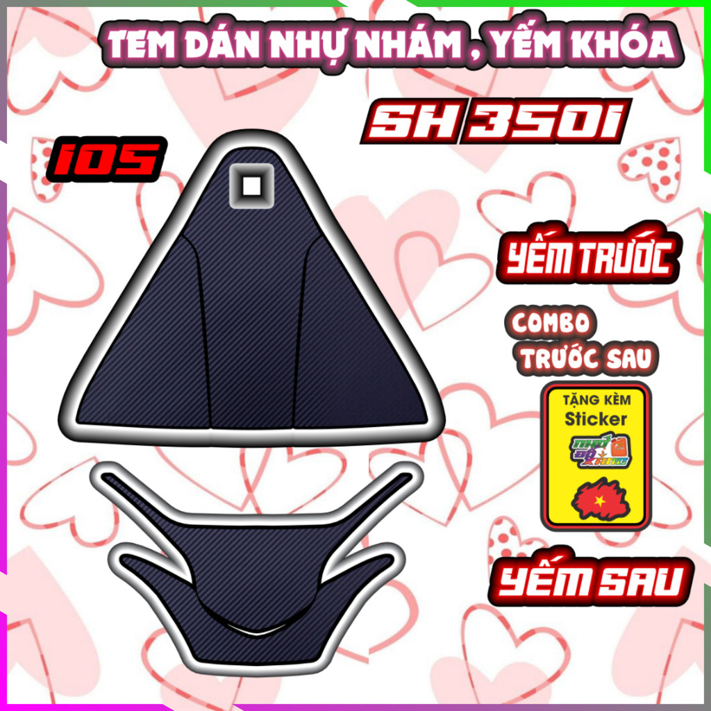 Tem Nhựa Nhám Sh 350 DEcal Tem Xe Trang Trí Yếm Khoá Keo Pvc Nhám 3 Lớp Nhãn Dán Chồng Nước