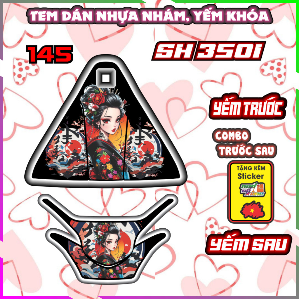 Tem Nhựa Nhám Sh 350 DEcal Tem Xe Trang Trí Yếm Khoá Keo Pvc Nhám 3 Lớp Nhãn Dán Chồng Nước
