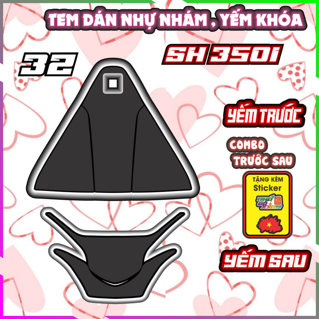 Tem Nhựa Nhám Sh 350 DEcal Tem Xe Trang Trí Yếm Khoá Keo Pvc Nhám 3 Lớp Nhãn Dán Chồng Nước