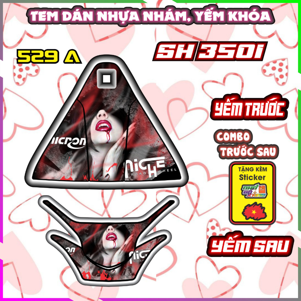 Tem Nhựa Nhám Sh 350 DEcal Tem Xe Trang Trí Yếm Khoá Keo Pvc Nhám 3 Lớp Nhãn Dán Chồng Nước