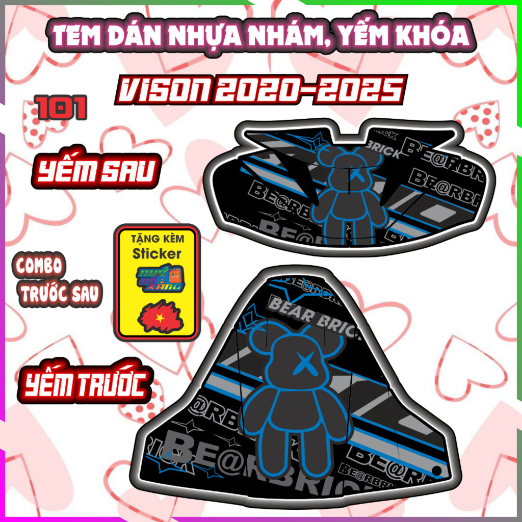 Combo Tem Dán Yếm Khóa VISION 2020-2025 Dán Trang Trí Che trầy bunny Decal Sticker Nhãn Dán