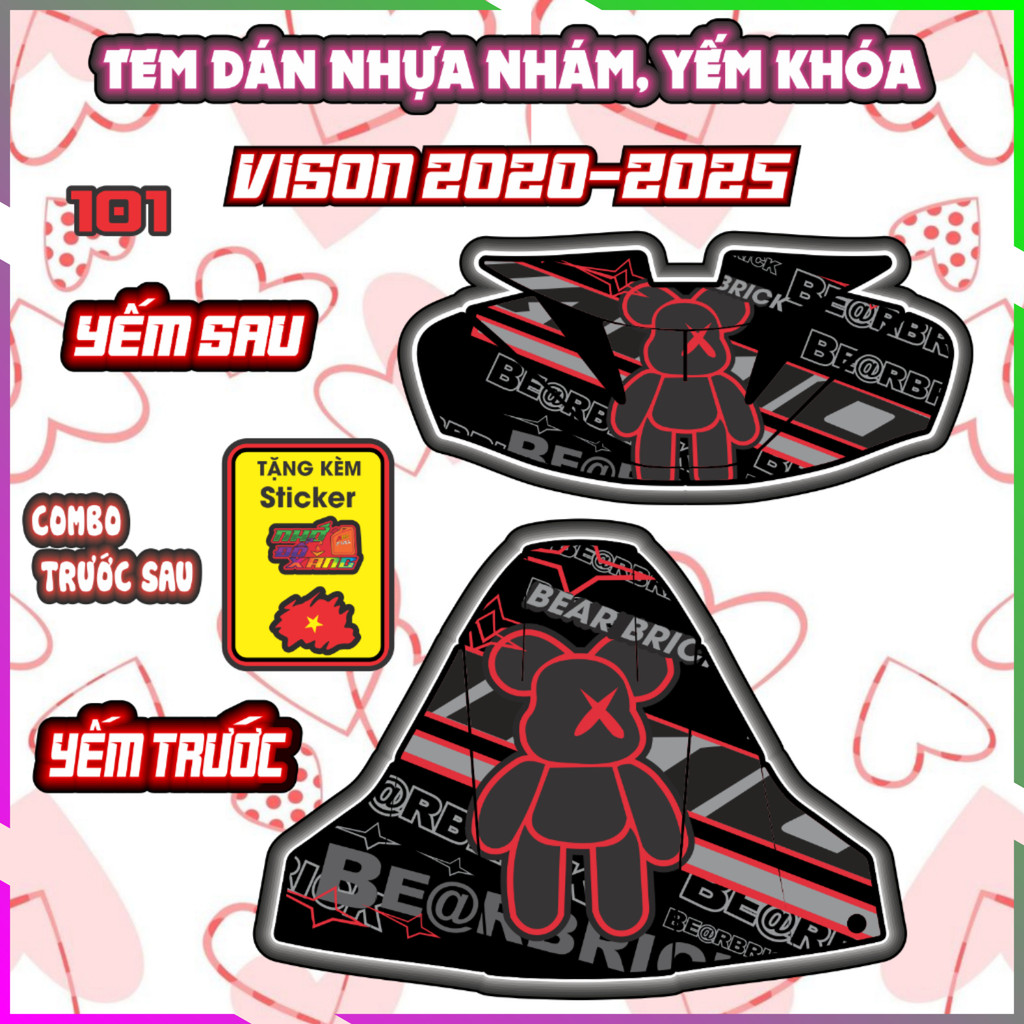 Combo Tem Dán Yếm Khóa VISION 2020-2025 Dán Trang Trí Che trầy bunny Decal Sticker Nhãn Dán