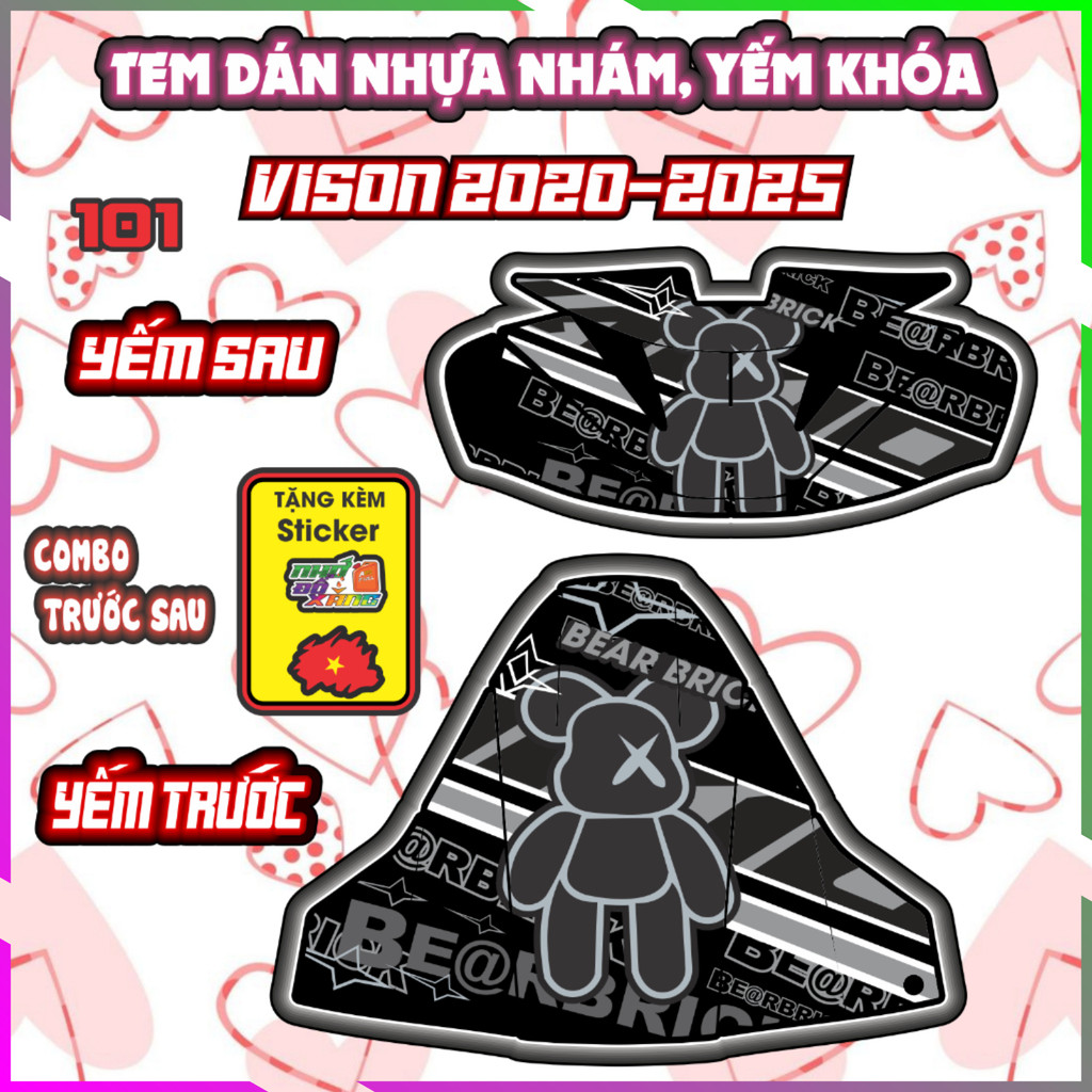 Combo Tem Dán Yếm Khóa VISION 2020-2025 Dán Trang Trí Che trầy bunny Decal Sticker Nhãn Dán