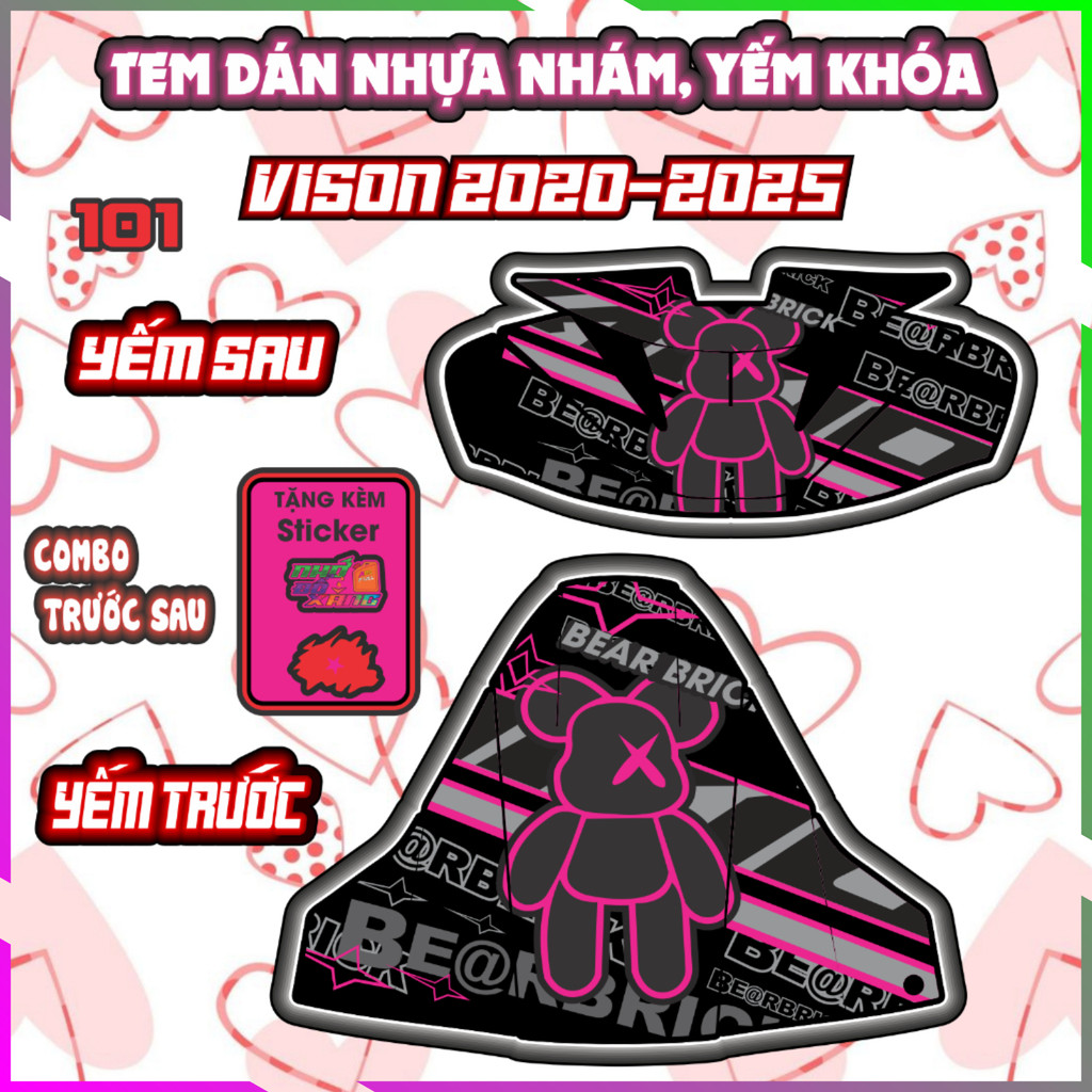 Combo Tem Dán Yếm Khóa VISION 2020-2025 Dán Trang Trí Che trầy bunny Decal Sticker Nhãn Dán
