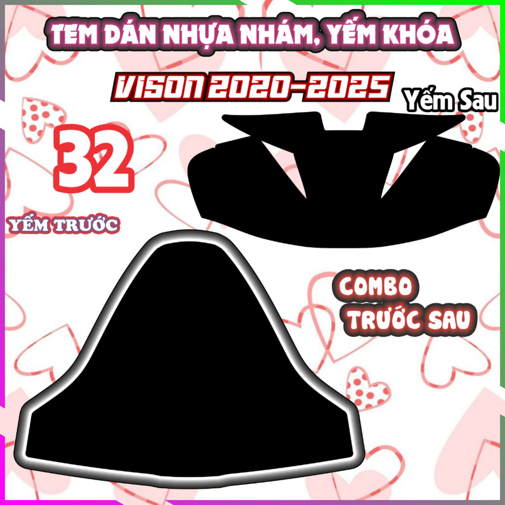 Combo Tem Dán Yếm Khóa VISION 2020-2025 Dán Trang Trí Che trầy bunny Decal Sticker Nhãn Dán