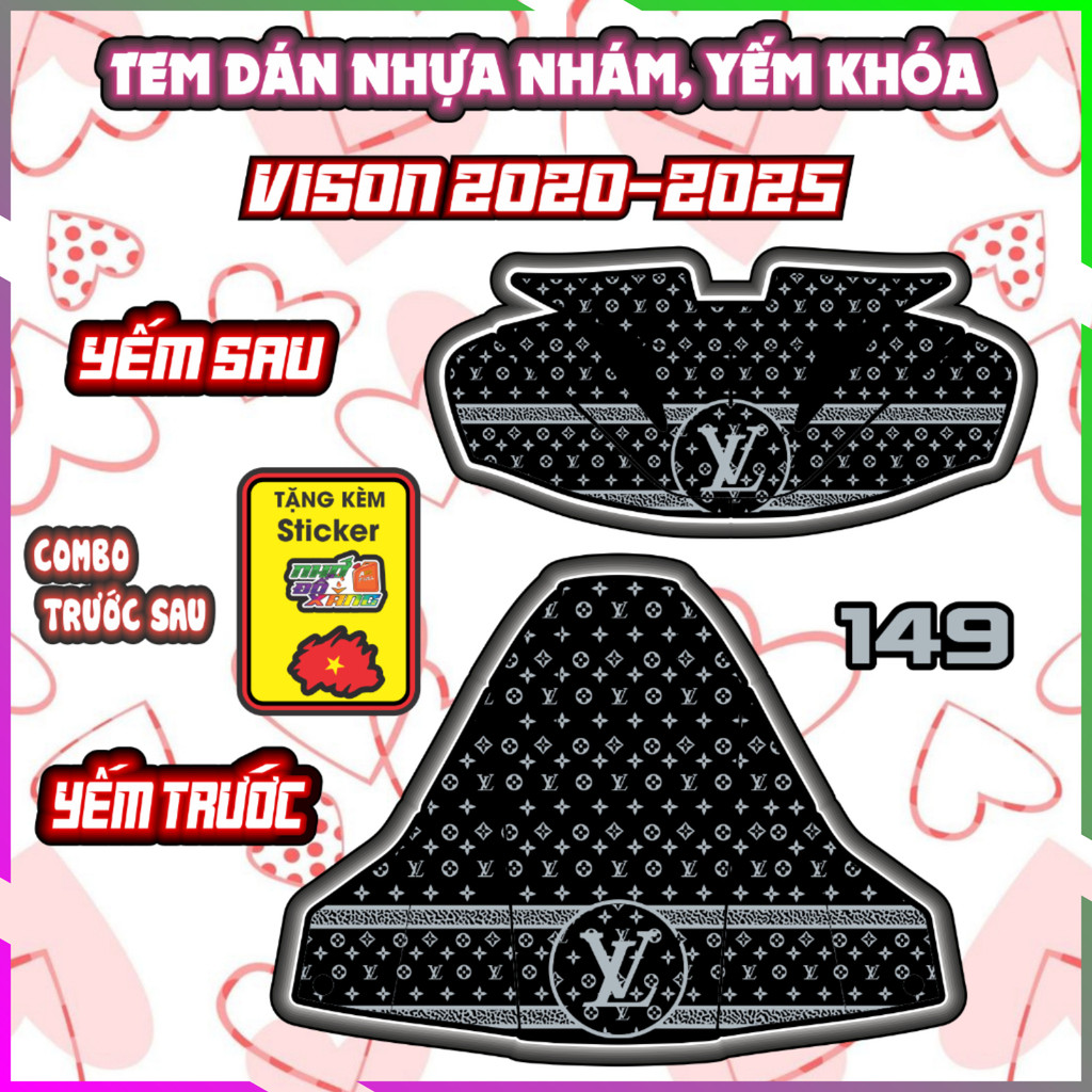 Combo Tem Yếm Nhựa Nhám Vision 2020-2025 Dán Trang Trí Chống Trầy Decal Nhãn Dán