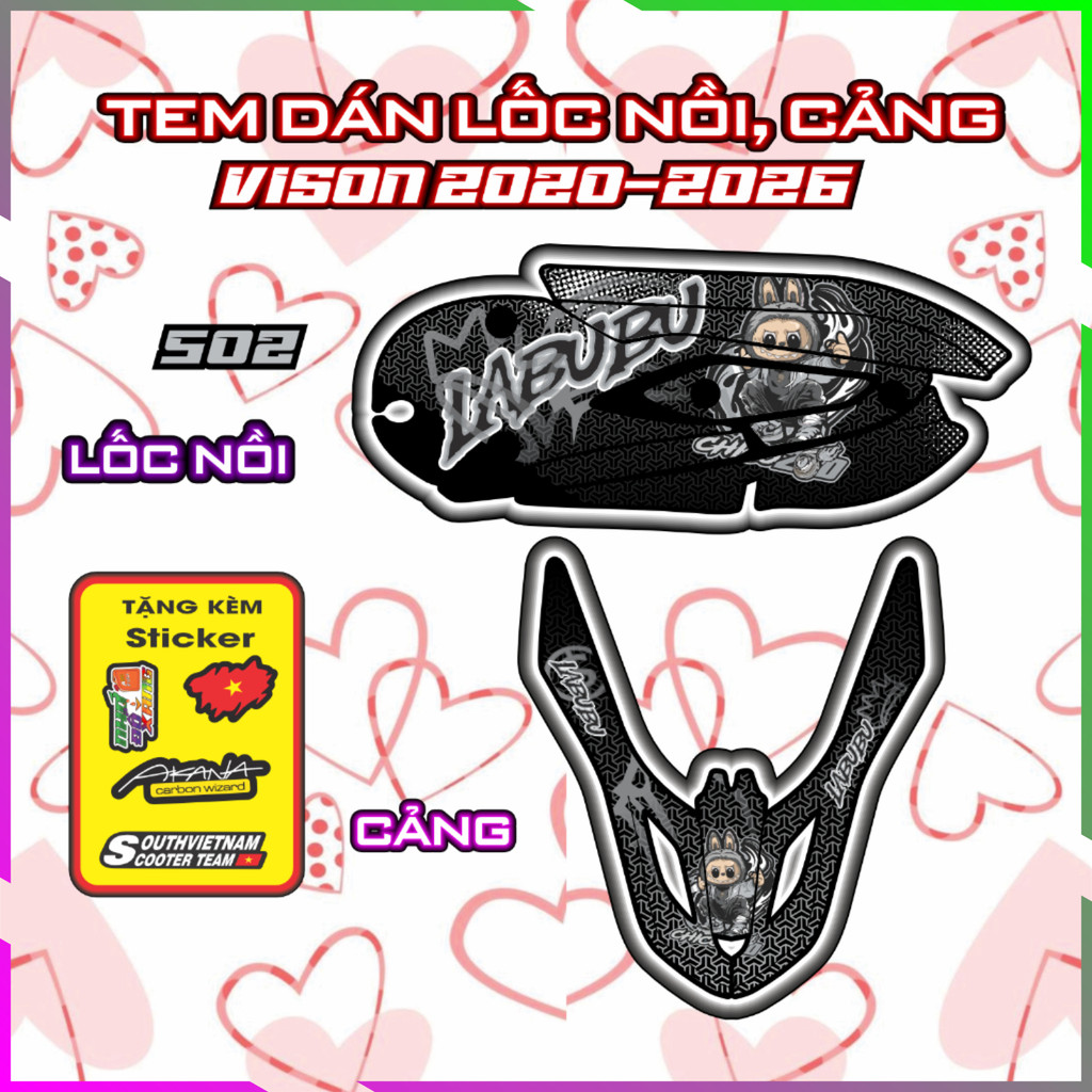 Tem Trang Trí Cảng Lốc Nồi vision Đời 2020 đến 2026 Decal Xe Nhám Trang Trí Bảo Vệ Chống Trầy Mã 502