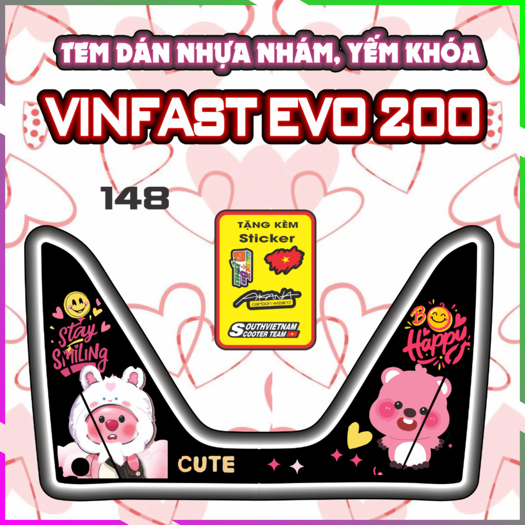 Tem Dán Yếm Nhựa Nhám Xe Điện Evo Dán Trang Trí Chống Trầy Decal Nhãn Dán