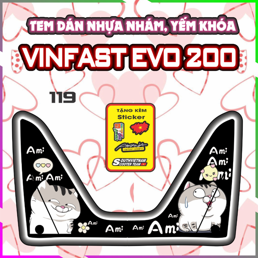 Tem Dán Yếm Nhựa Nhám Xe Điện Evo Dán Trang Trí Chống Trầy Decal Nhãn Dán