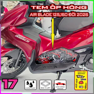Tem Trang Trí Ốp Hông Air Blade 2026 Decal Cal Nhám Bảo Vệ Dàn Áo, Keo Pvc Co Giản 4 Chiều