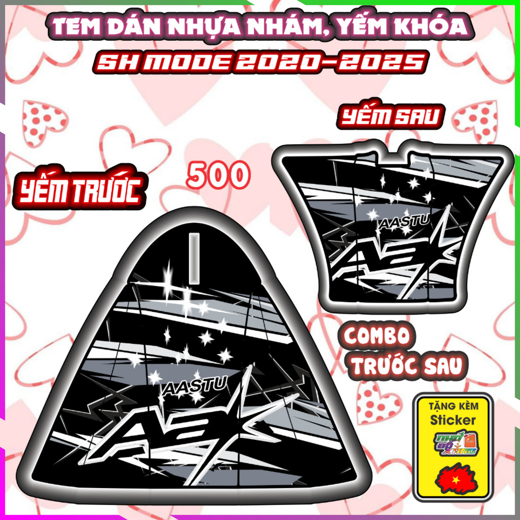 Combo Tem Dán Yếm Nhựa Nhám Sh mode 2020-2025 Mẫu Aa Dán Trang Trí Decal Nhãn Dán