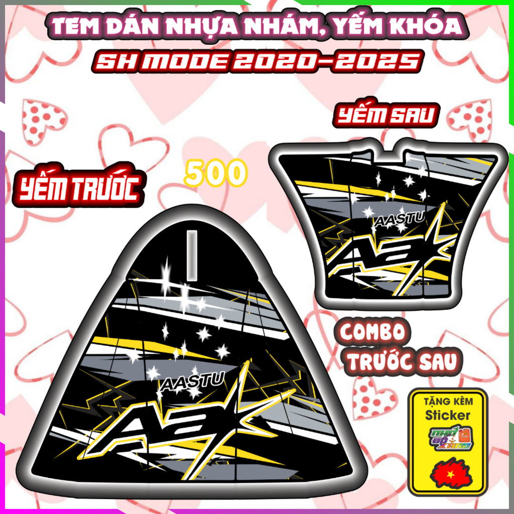 Combo Tem Dán Yếm Nhựa Nhám Sh mode 2020-2025 Mẫu Aa Dán Trang Trí Decal Nhãn Dán