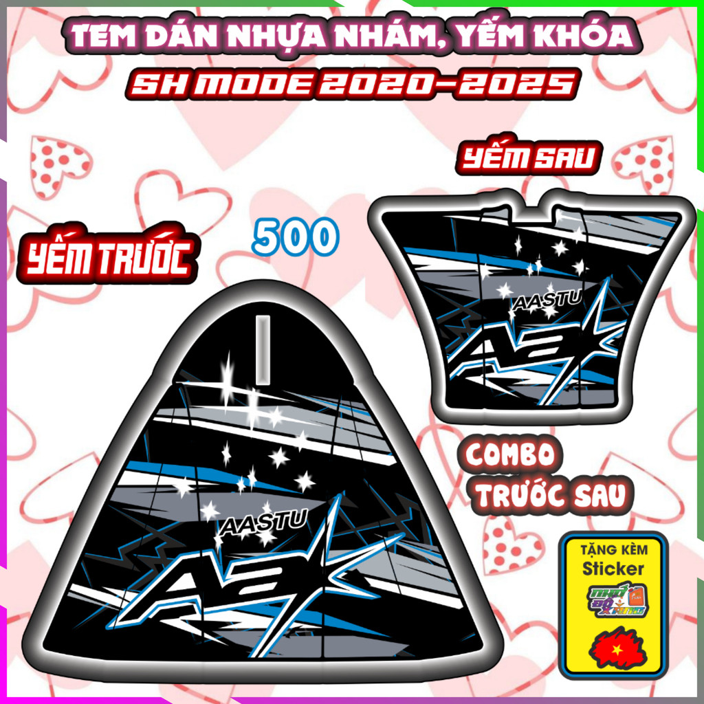 Combo Tem Dán Yếm Nhựa Nhám Sh mode 2020-2025 Mẫu Aa Dán Trang Trí Decal Nhãn Dán