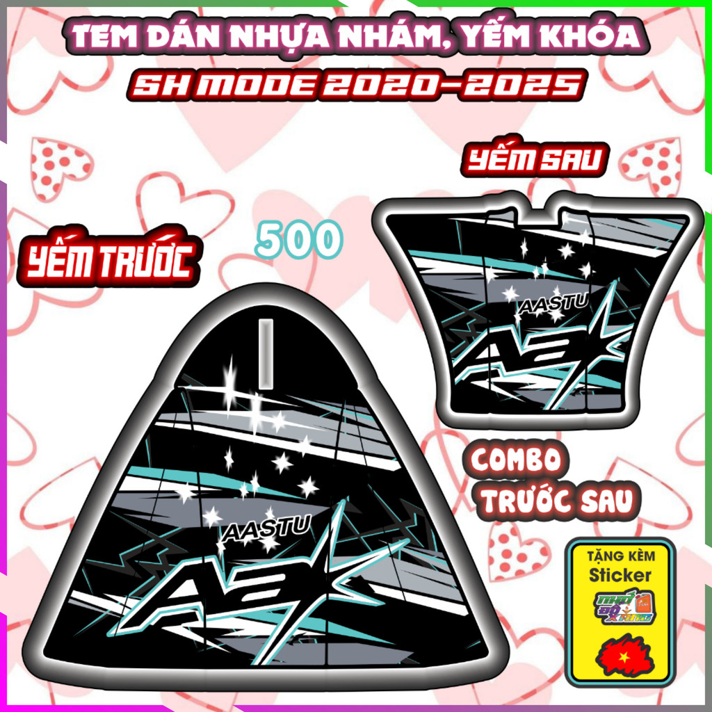 Combo Tem Dán Yếm Nhựa Nhám Sh mode 2020-2025 Mẫu Aa Dán Trang Trí Decal Nhãn Dán
