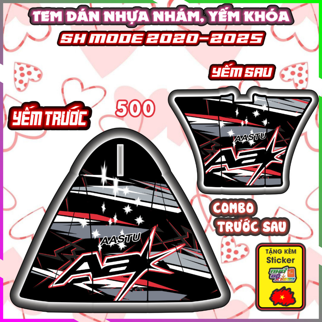 Combo Tem Dán Yếm Nhựa Nhám Sh mode 2020-2025 Mẫu Aa Dán Trang Trí Decal Nhãn Dán