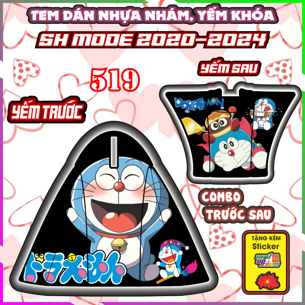 Tem Dán Yếm Nhựa Nhám Sh Mode 2020-2026 Dán Trang Trí Chống Trầy Mẫu Doremon Decal Nhãn Dán