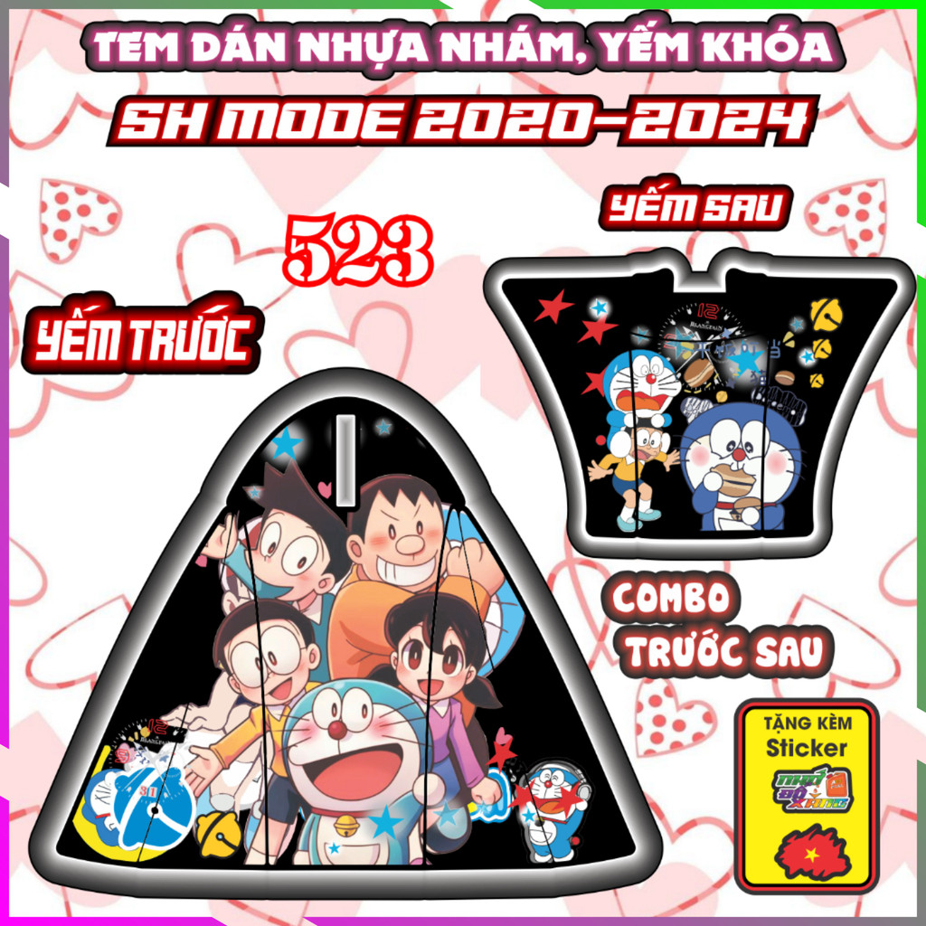 Tem Dán Yếm Nhựa Nhám Sh Mode 2020-2026 Dán Trang Trí Chống Trầy Mẫu Doremon Decal Nhãn Dán