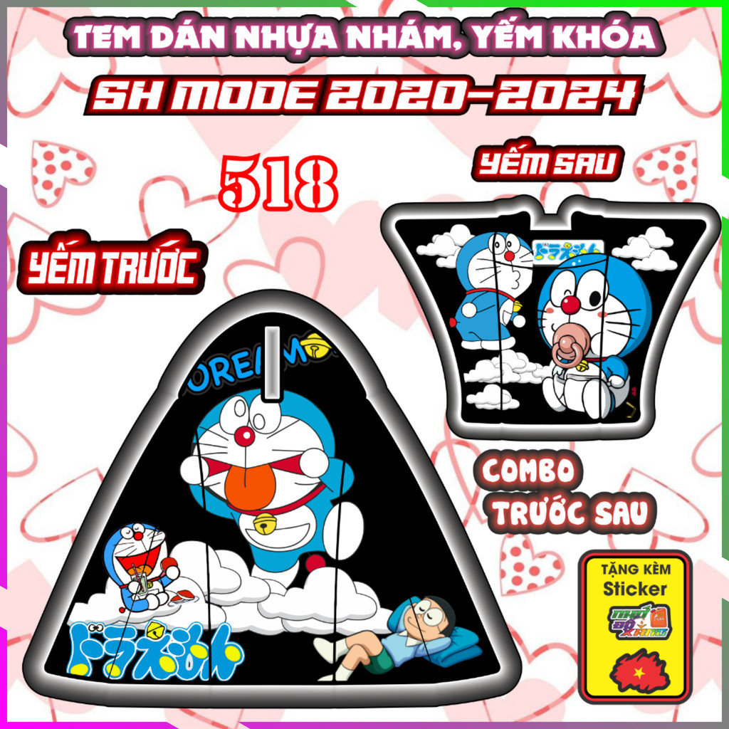 Tem Dán Yếm Nhựa Nhám Sh Mode 2020-2026 Dán Trang Trí Chống Trầy Mẫu Doremon Decal Nhãn Dán