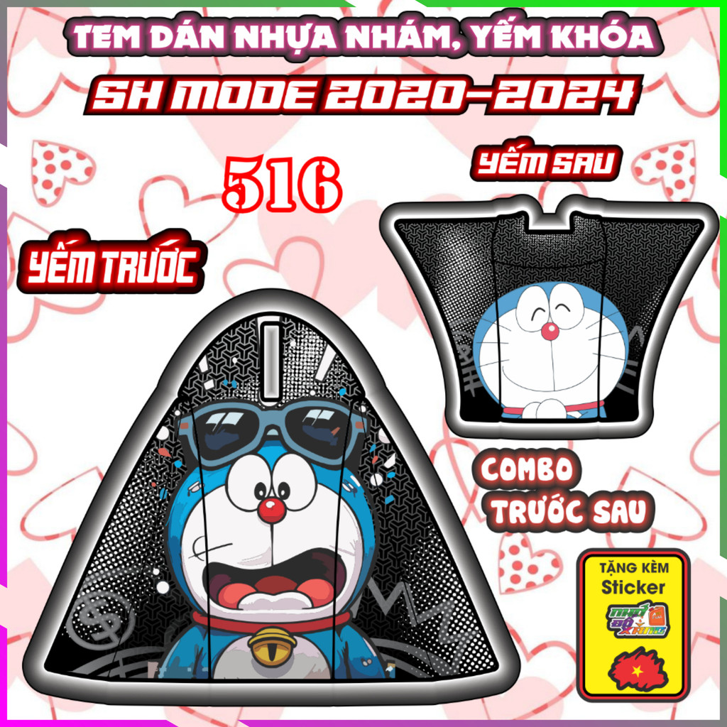 Tem Dán Yếm Nhựa Nhám Sh Mode 2020-2026 Dán Trang Trí Chống Trầy Mẫu Doremon Decal Nhãn Dán