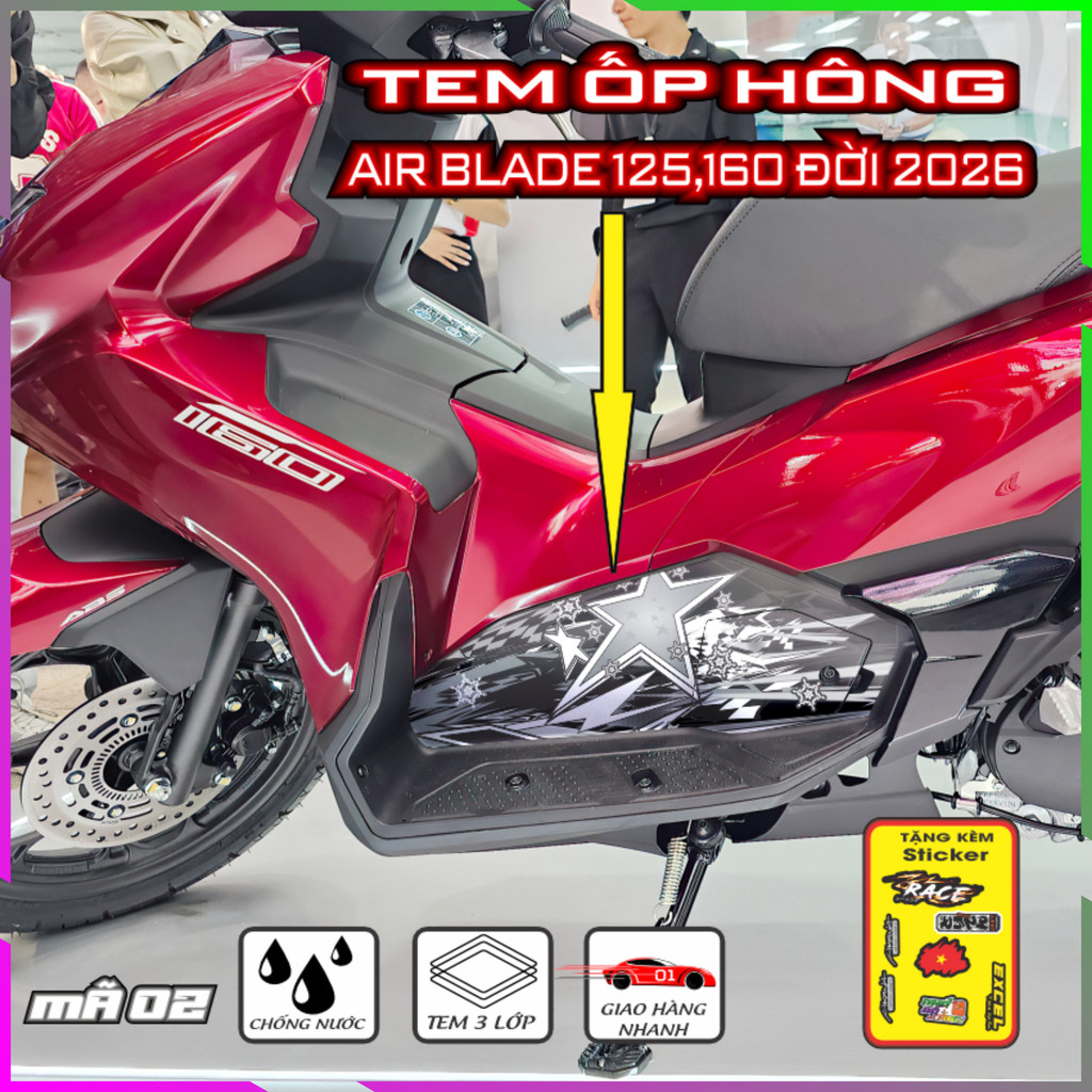 Tem Ôp Hông Air Blade 2026 Decal Tem Xe Nhám Keo Pvc Chống Nước Bảo Vệ Trang Trí Hiệu Quả Mã 02