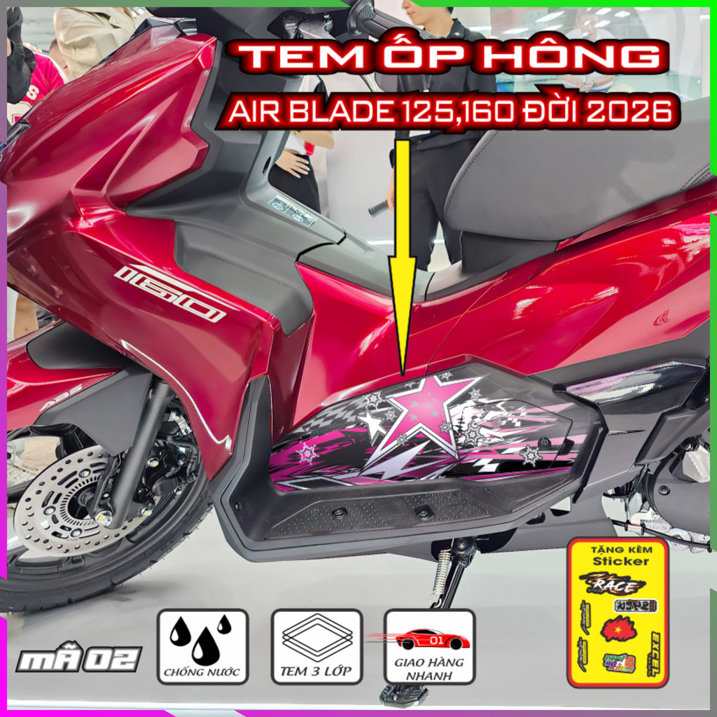 Tem Ôp Hông Air Blade 2026 Decal Tem Xe Nhám Keo Pvc Chống Nước Bảo Vệ Trang Trí Hiệu Quả Mã 02