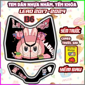 Combo Tem Dán Yếm Khóa Nhựa Nhám LEAD 2017-2024 Dán Trang Trí Chống Trầy Decal Nhãn Dán