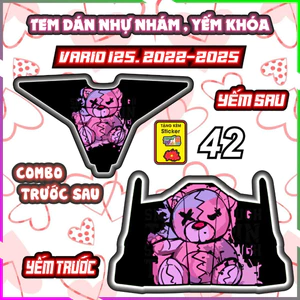 Tem dán yếm trang trí chống trầy xe VARIO 125i 2022-2025 gấu quỷ korumi decal nhãn dán sticker