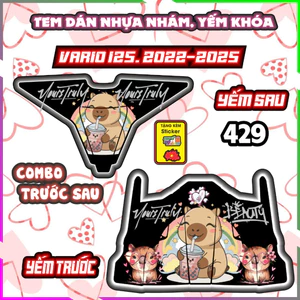 Combo Tem Dán Yếm Nhựa Nhám Vario 2022-2025 Dán Trang Trí Mẫu Capybara Decal Nhãn Dán