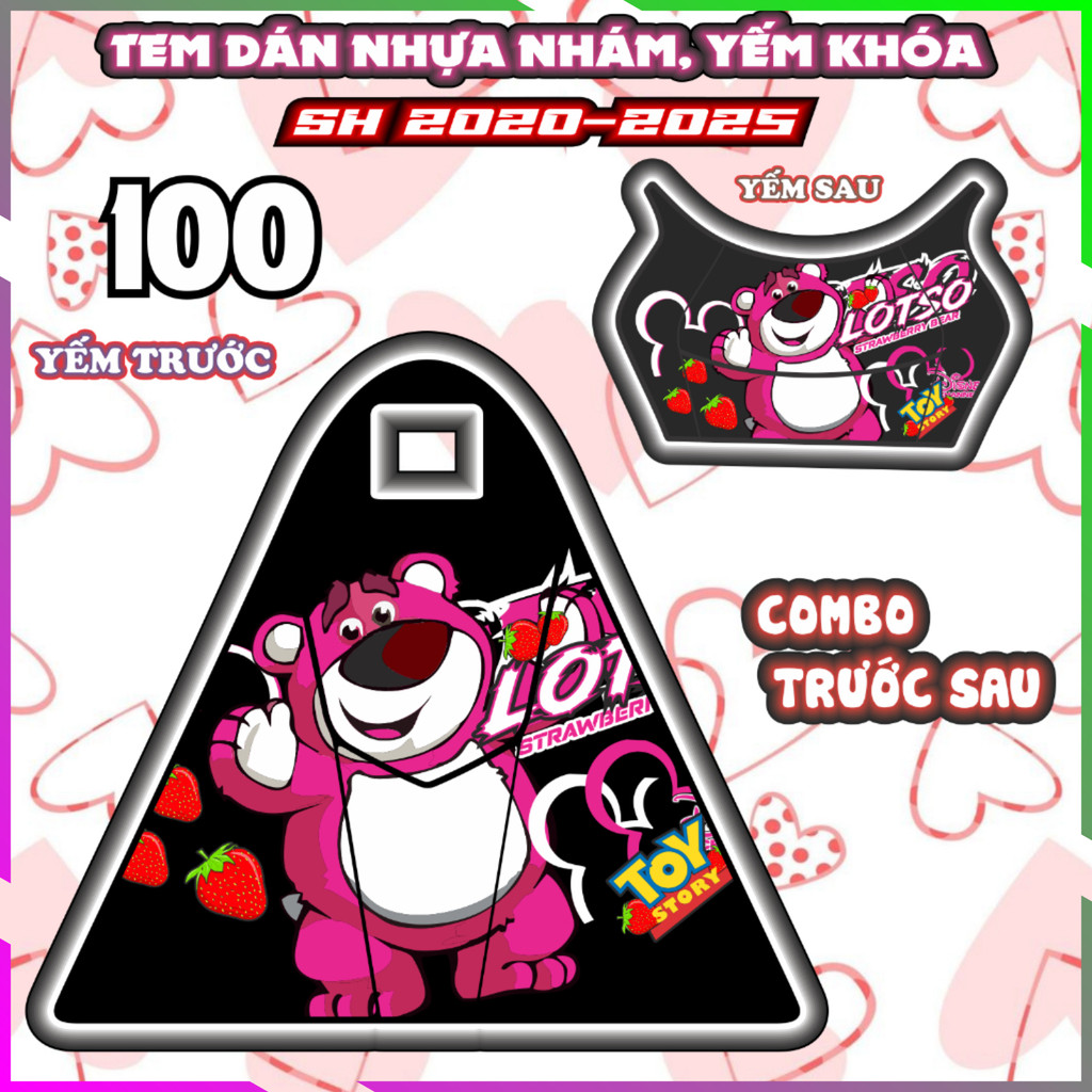 Combo tem dán yếm khóa SH 150i 160i 125i 2020-2025 dán trang trí gấu dâu decal sticker nhãn dán