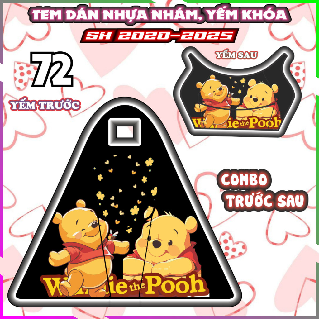 Combo tem dán yếm khóa SH 150i 160i 125i 2020-2025 dán trang trí gấu dâu decal sticker nhãn dán