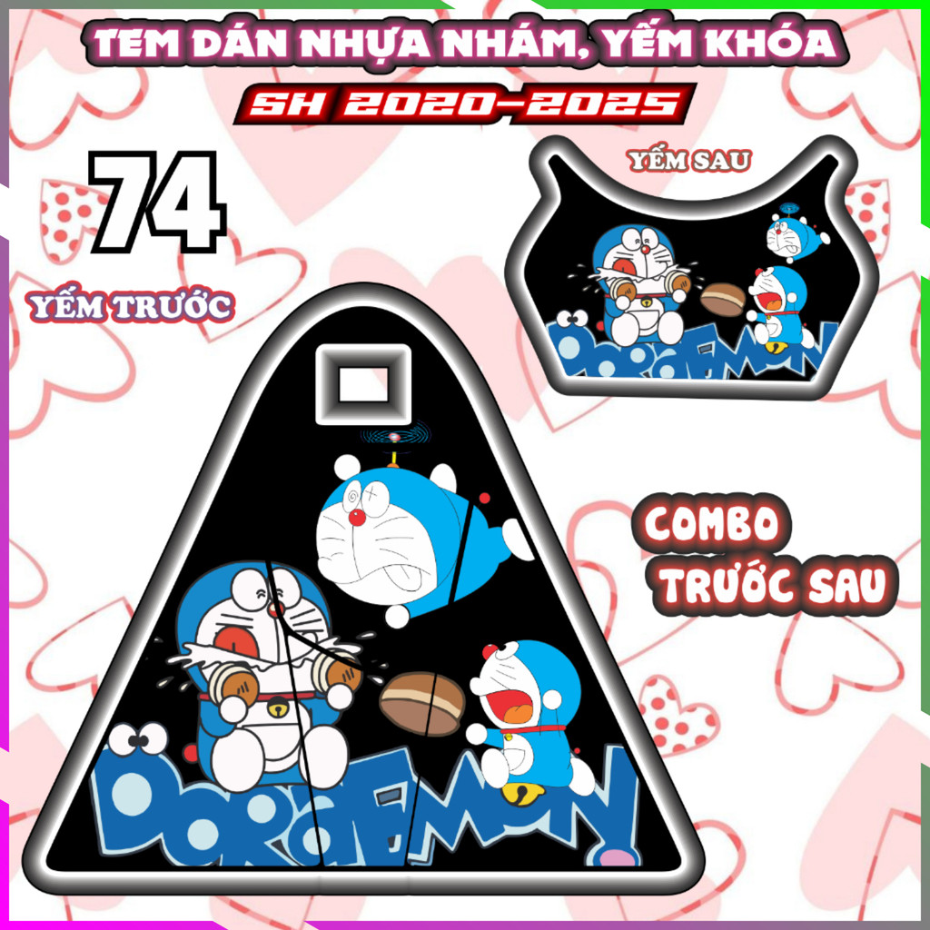 Combo tem dán yếm khóa SH 150i 160i 125i 2020-2025 dán trang trí gấu dâu decal sticker nhãn dán