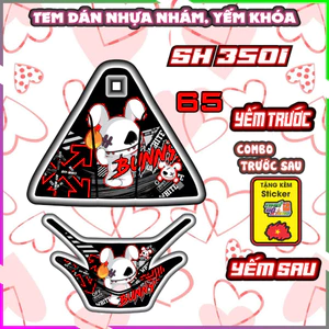 Tem Yếm Khóa sh350i combo bunny Phối Đủ Màu Decal Tem Xe Pvc Co Giản 4 Chiều Chống Nước Tem Nhám