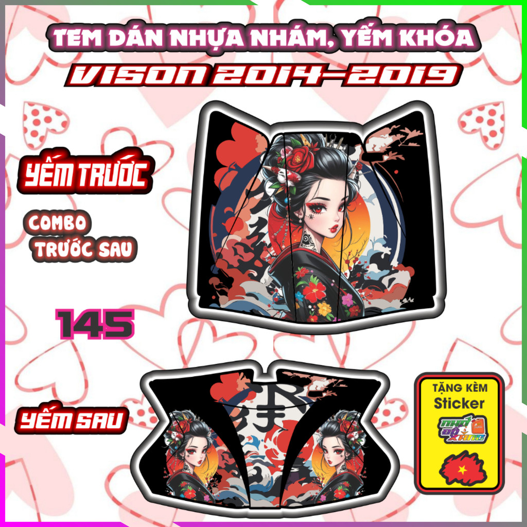 Combo Tem Dán Yếm Nhựa Nhám Vision 2014-2019 Shin Dán Trang Trí Chống Trầy Nhãn dán